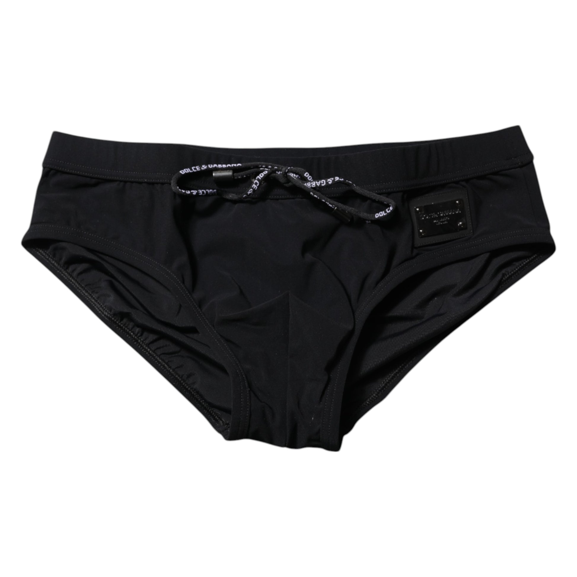 Black Logo Plaque Men Beachwear Brief Swimwear