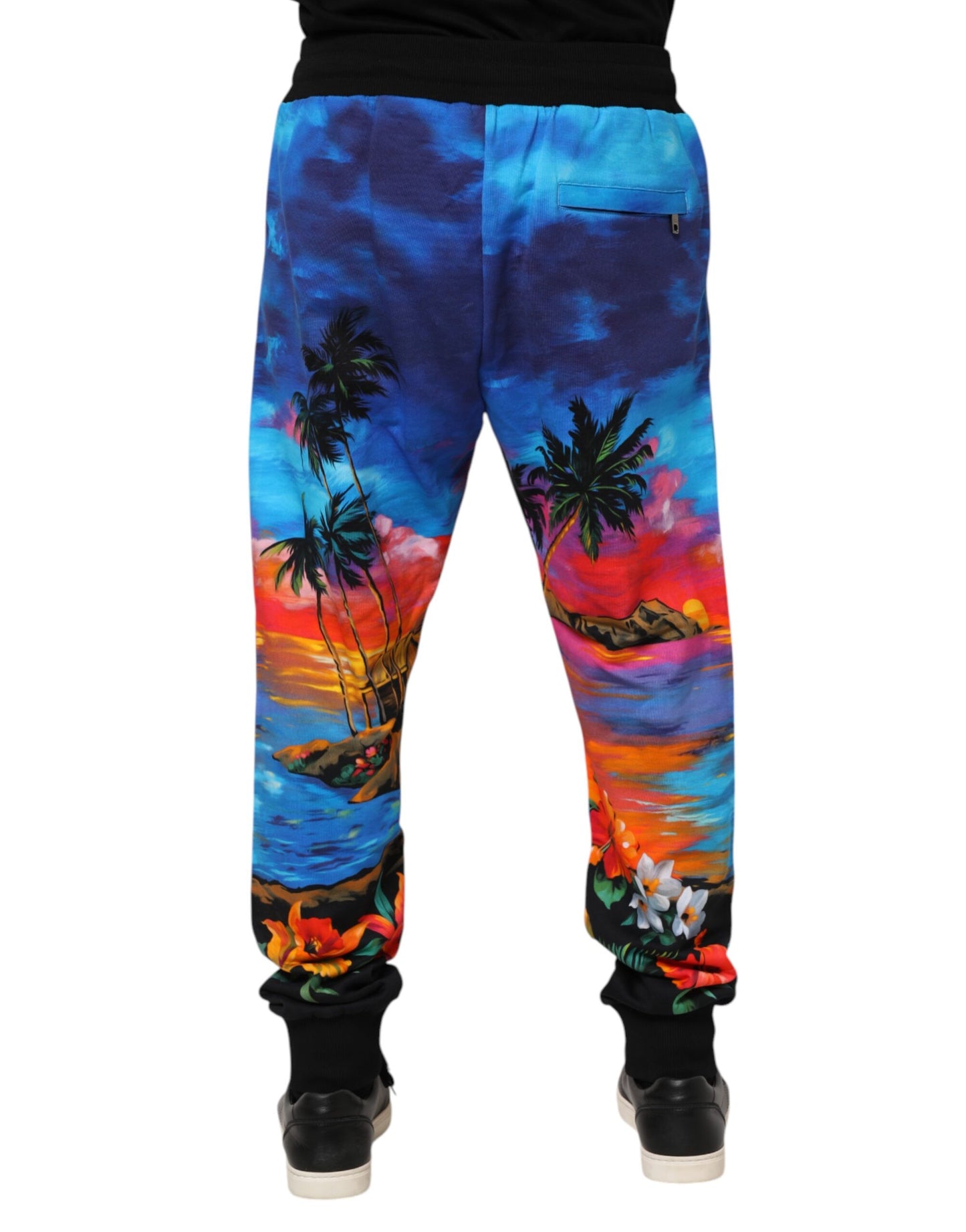 Blue Hawaiian Print Jogger Sweatpants Pants