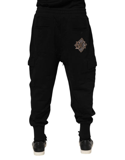 Black Cotton Logo Jogger Sweatpants Pants