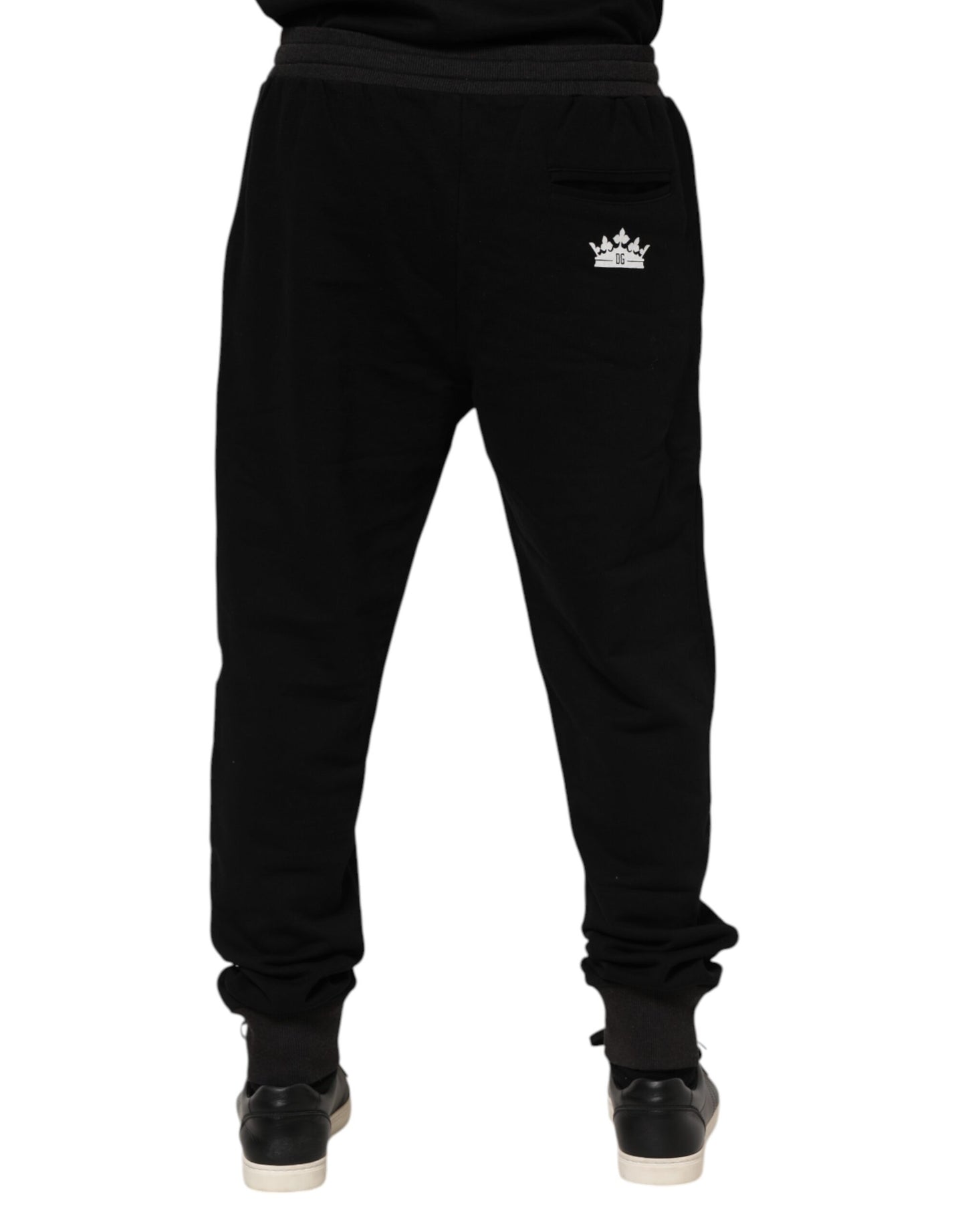 Black Cotton Crown Jogger Sweatpants Pants