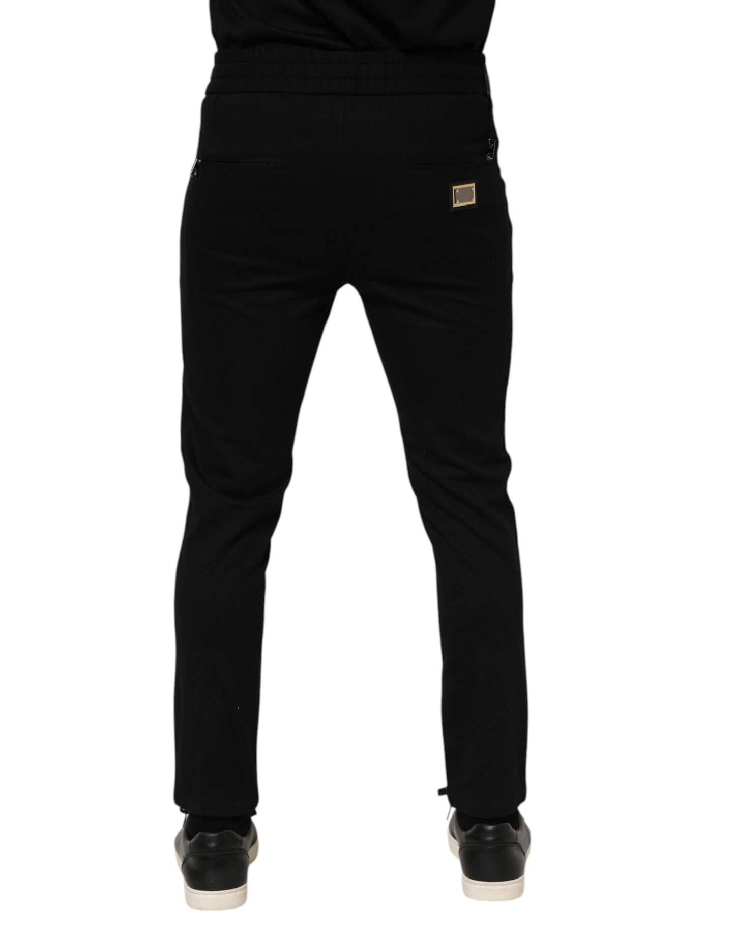 Black Viscose Drawstring Men Jogger Pants