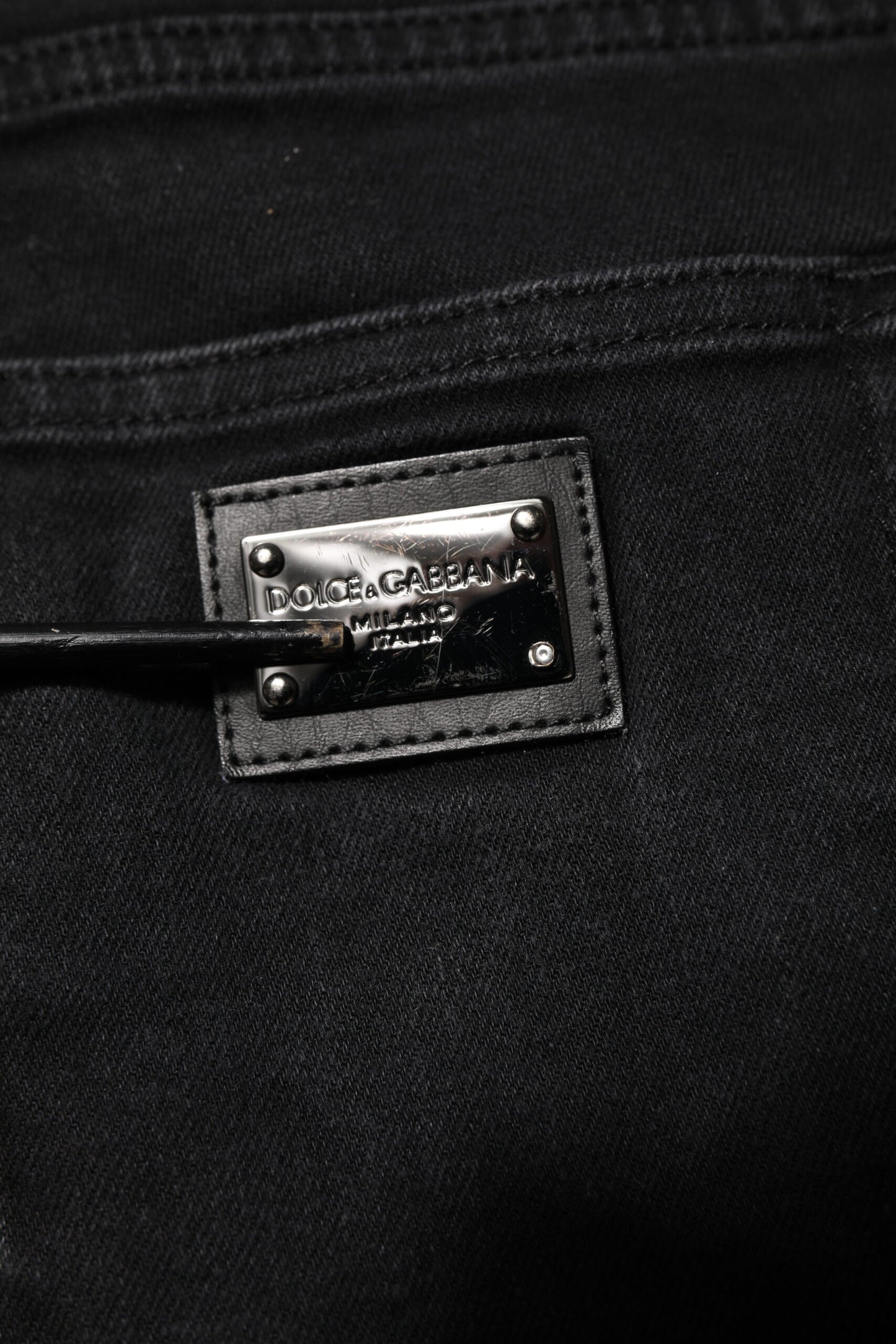Black Cotton Logo Plaque Slim Fit Denim Jeans