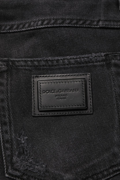 Black Cotton Logo Plaque Skinny Denim Jeans