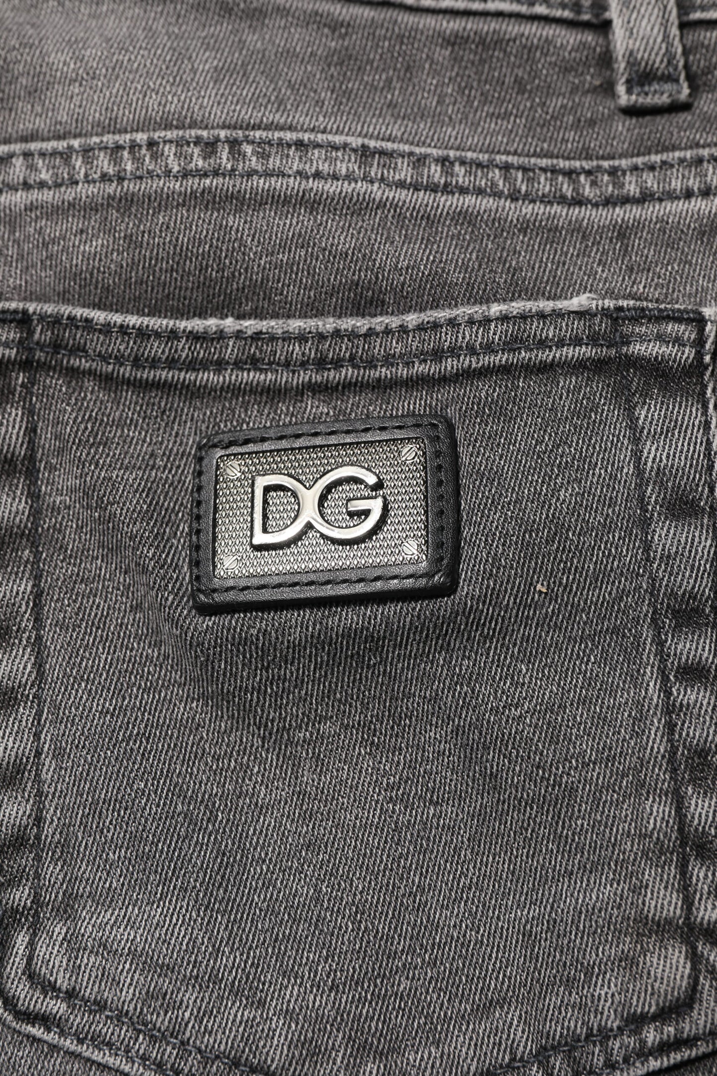 Gray Cotton Logo Plaque Men Denim Jeans