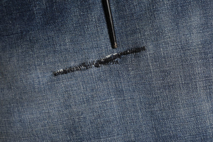 Blue Washed Skinny Logo Plaque Men Denim Jeans