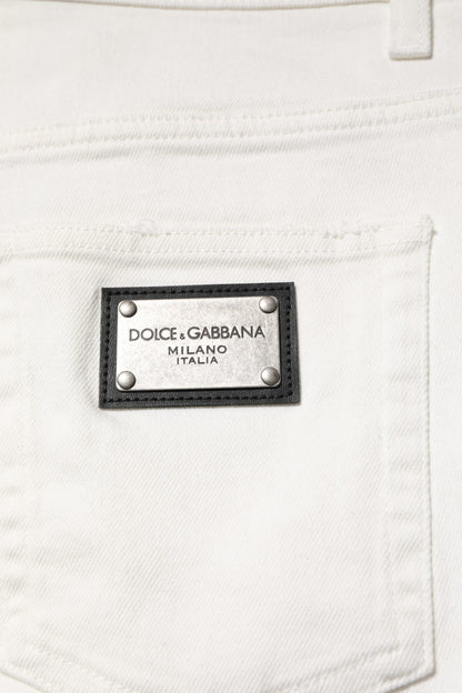 White Cotton Loose Men Denim Jeans