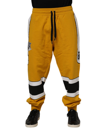 Yellow Cotton Logo Drawstring Jogger Sweatpants Pants
