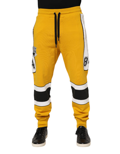 Yellow Print Cotton Drawstring Jogger Pants