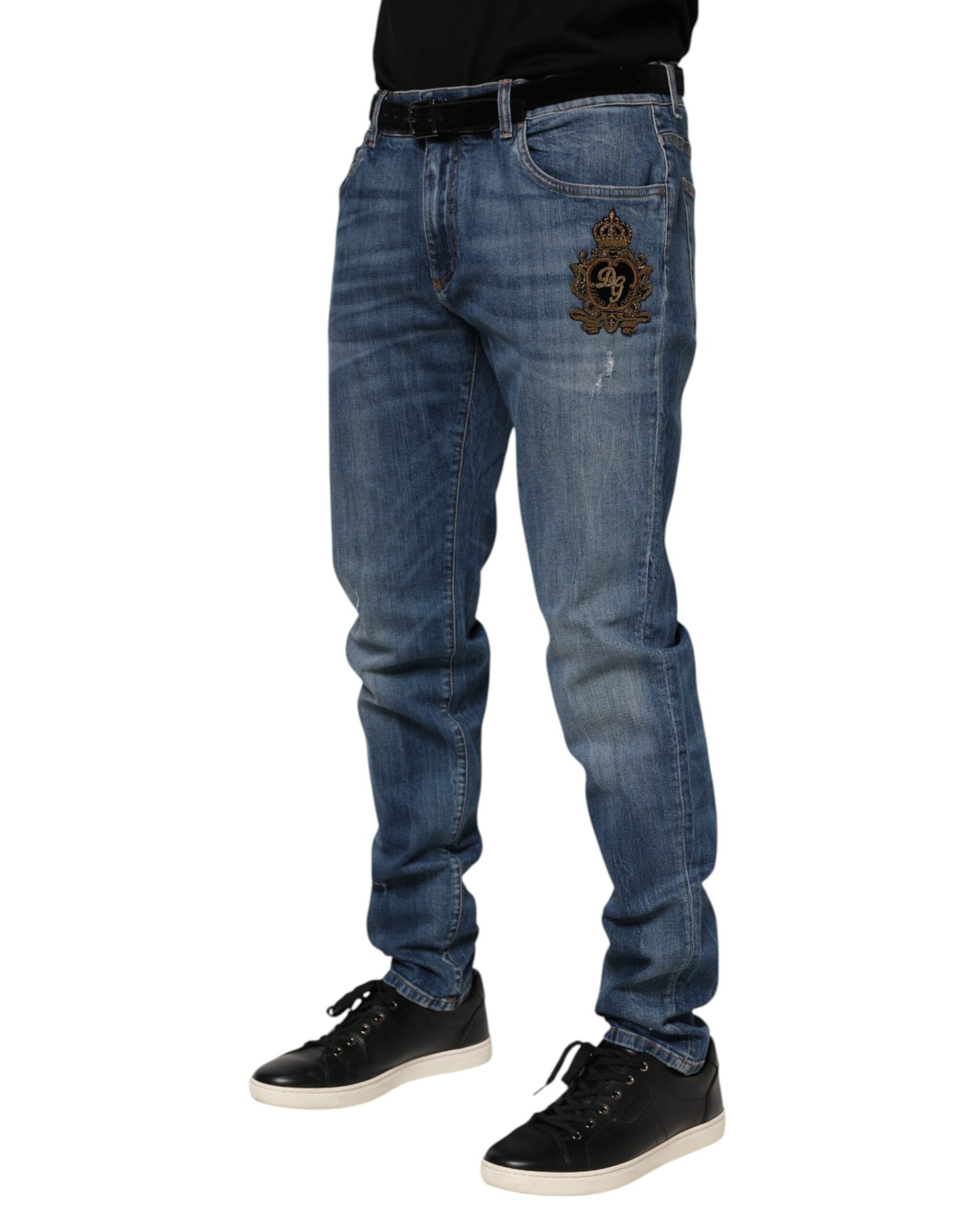Blue Logo Embroidery Denim Jeans