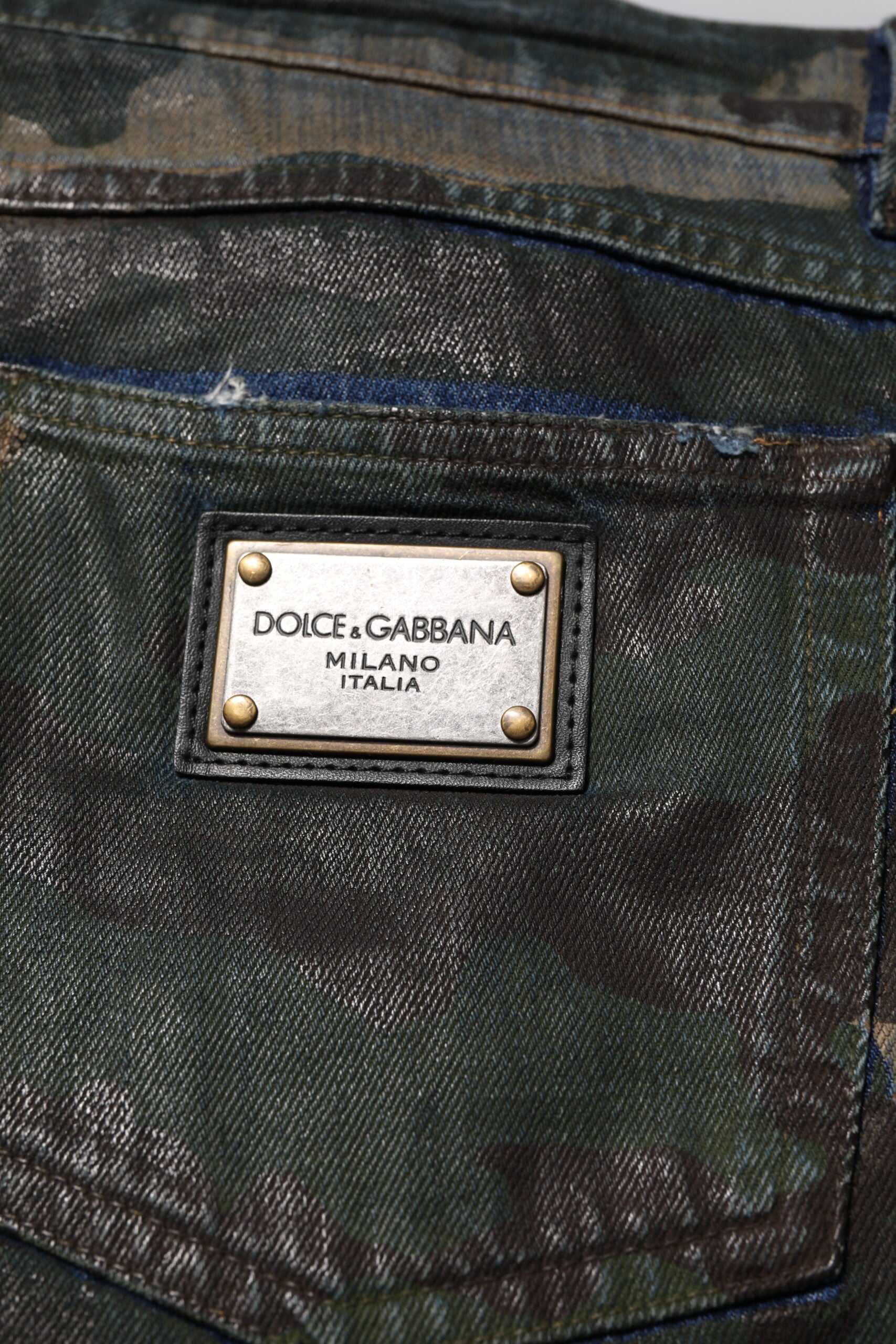 Blue Cotton Camouflage Denim Jeans