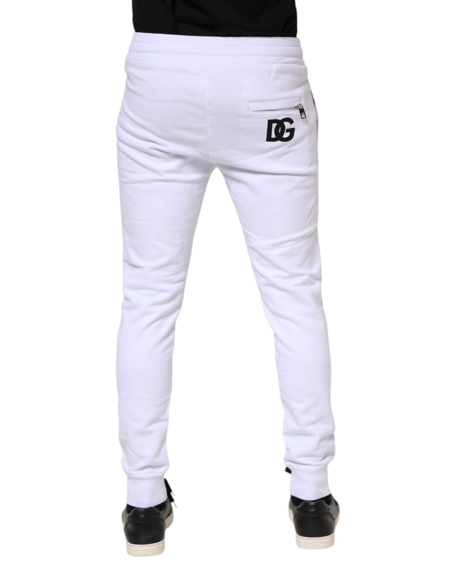 White Cotton Drawstring Jogger Pants