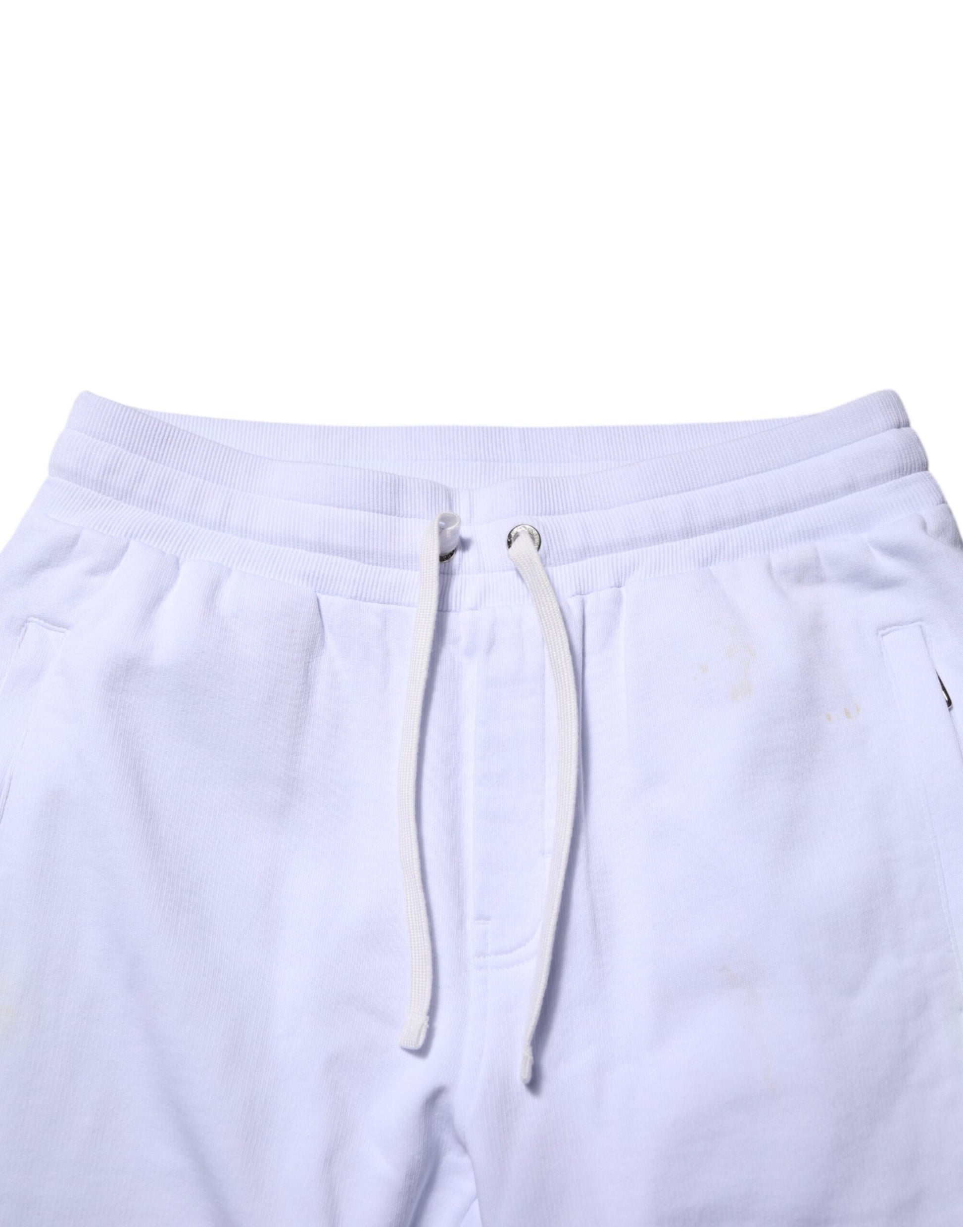 White Cotton Drawstring Jogger Pants