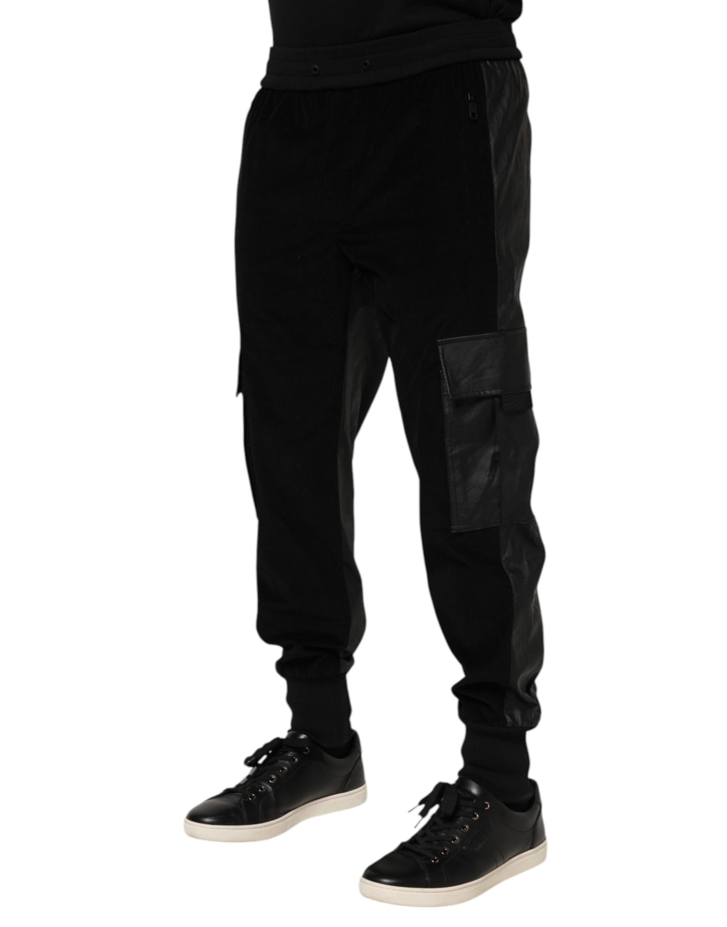 Black Cotton Cargo Men Jogger Pants