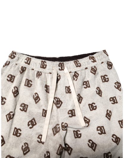 White Cotton DG Mania Print Men Bermuda Shorts