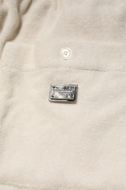 Ivory Cotton Men Bermuda Sweatshorts Shorts