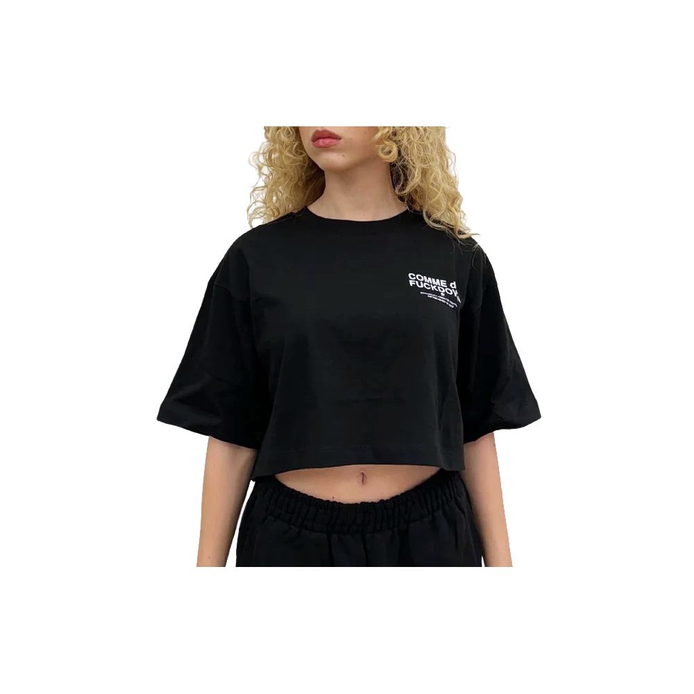 Black Cotton Women T-Shirt