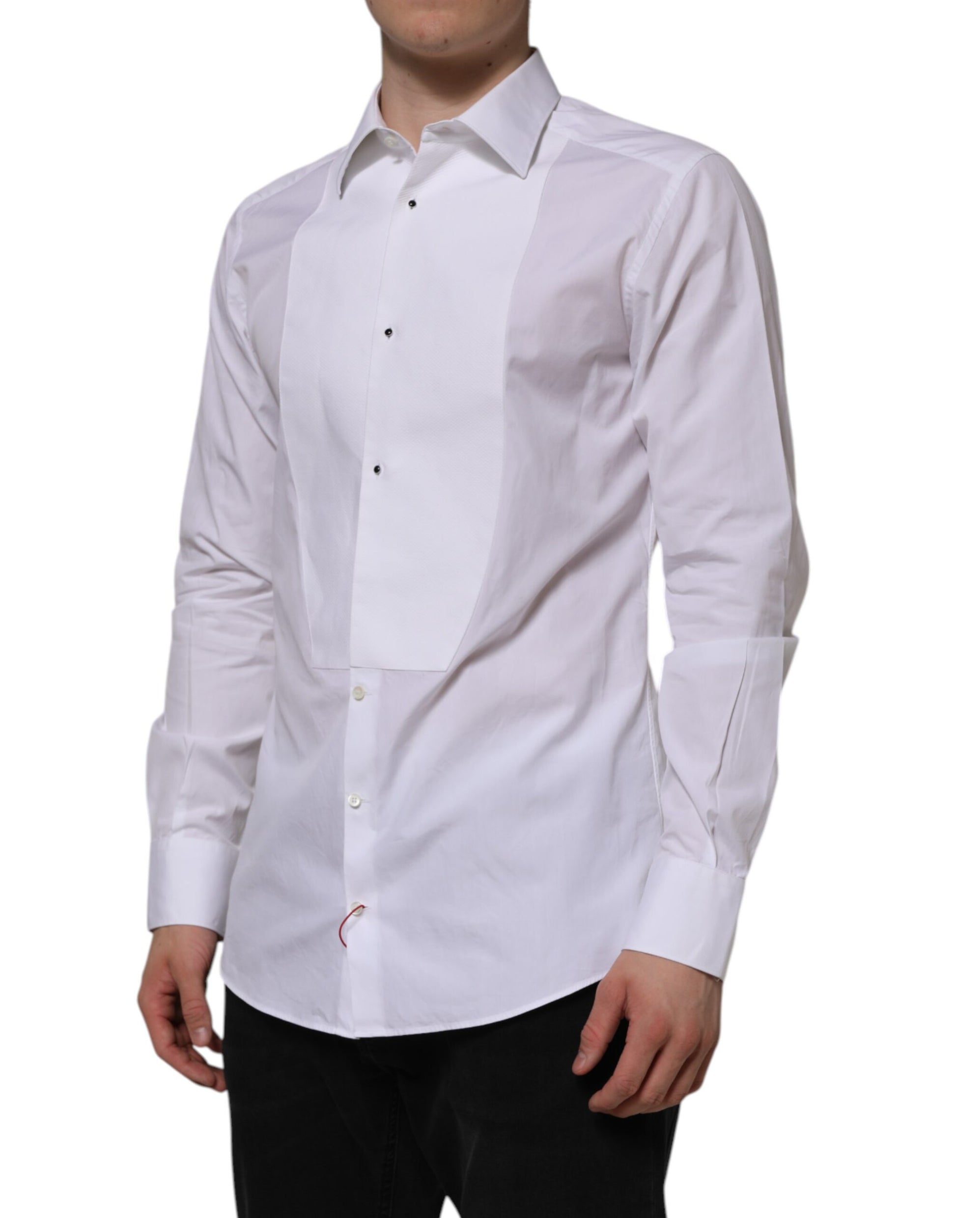 White Bib Cotton Poplin GOLD Formal Shirt
