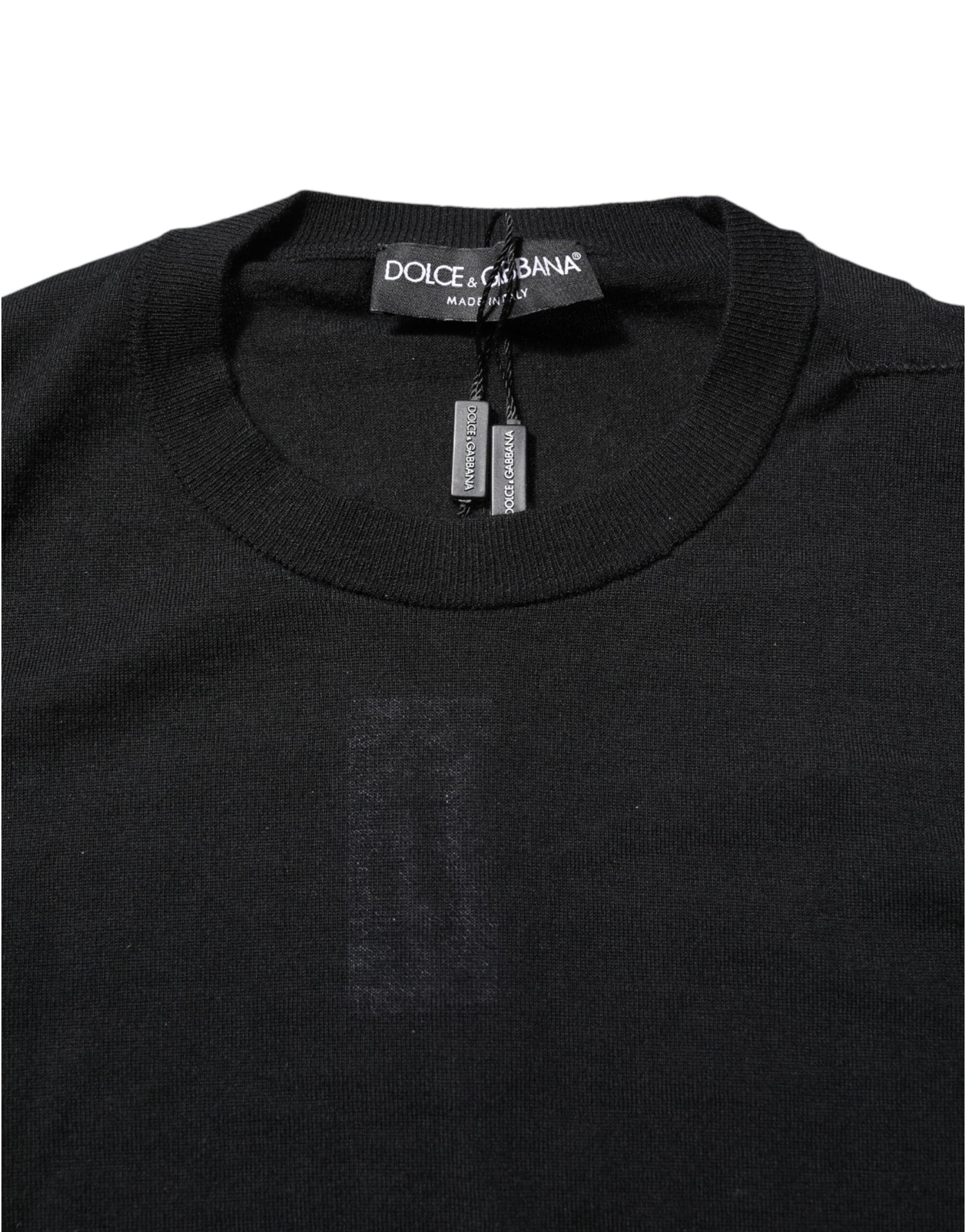 Black Cashmere Crew Neck Long Sleeves T-shirt