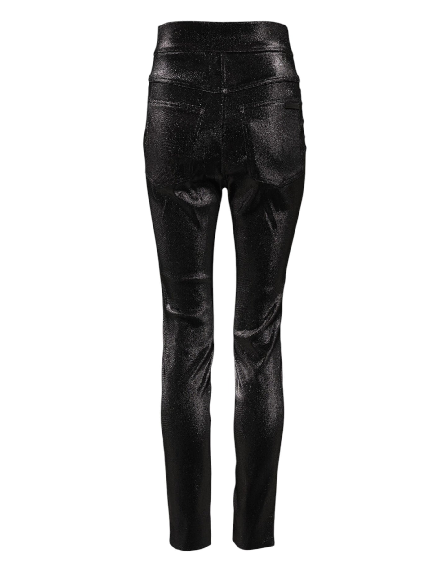 Black Cotton Stretch Silver Lurex Thread Pants