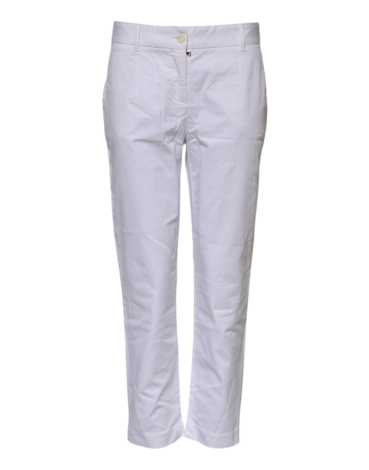 White Cotton Stretch Mid Waist Jeans