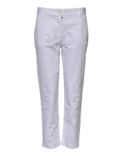 White Cotton Stretch Mid Waist Jeans