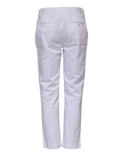White Cotton Stretch Mid Waist Jeans