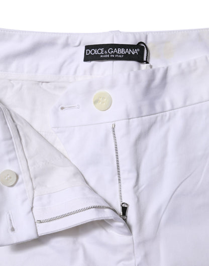 White Cotton Stretch Mid Waist Jeans