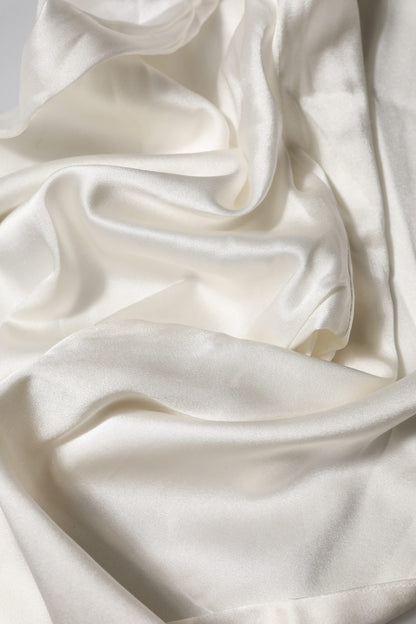 Ivory Silk Tapered High Waist Pants