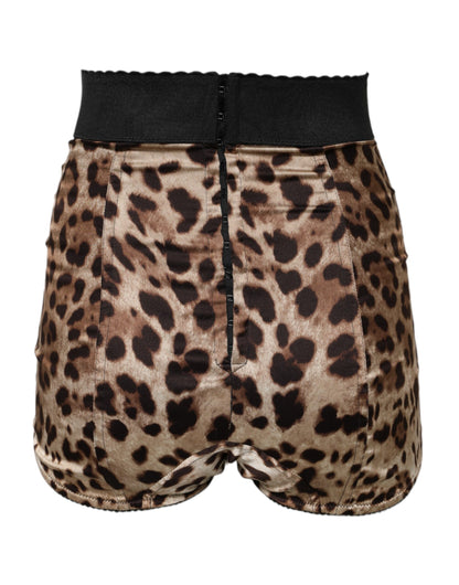 Brown Leopard High Waist Hot Pants Shorts