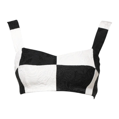 Black White Cropped Bustier Corset Bra Top