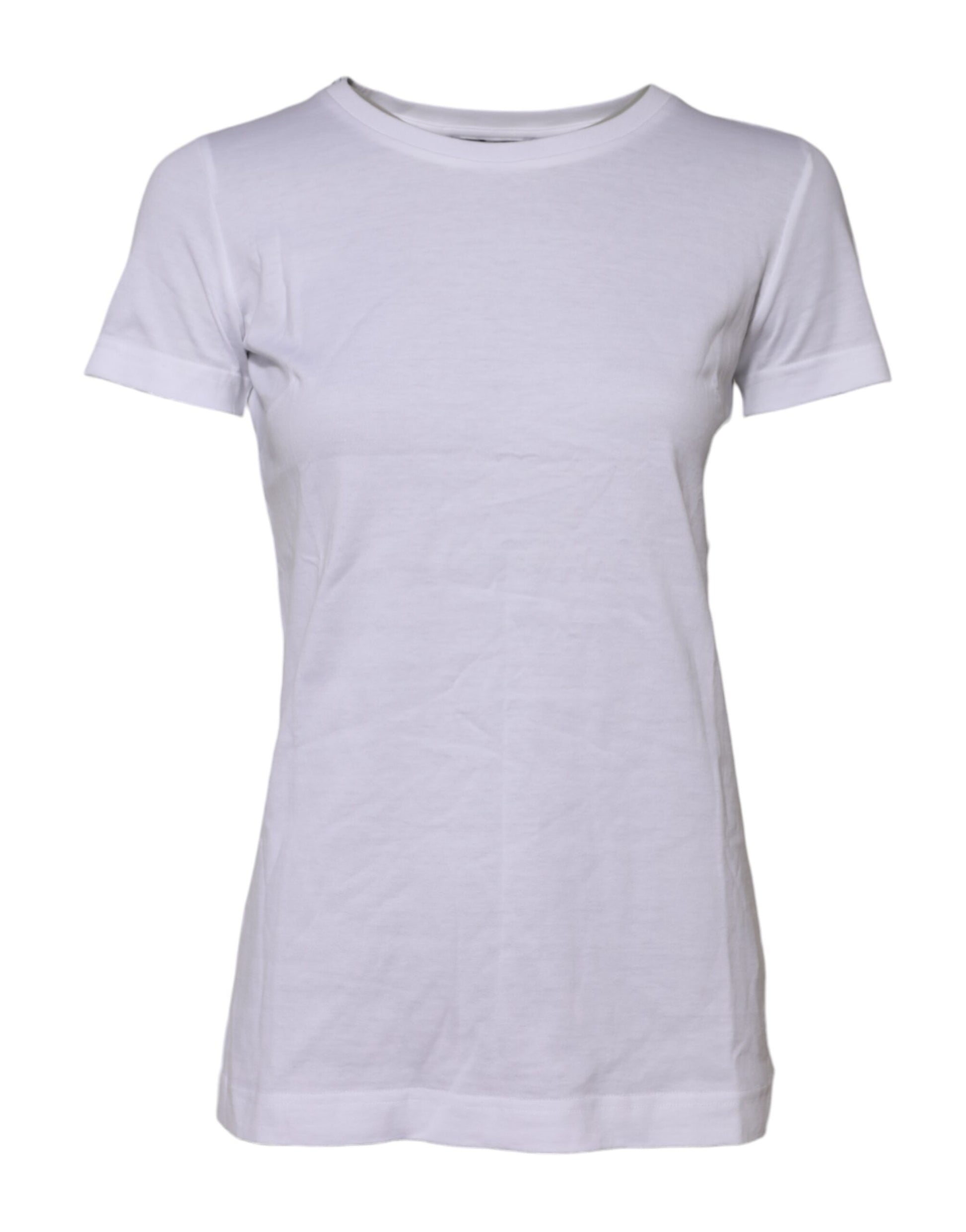 White Cotton Short Sleeves Round Neck T-shirt