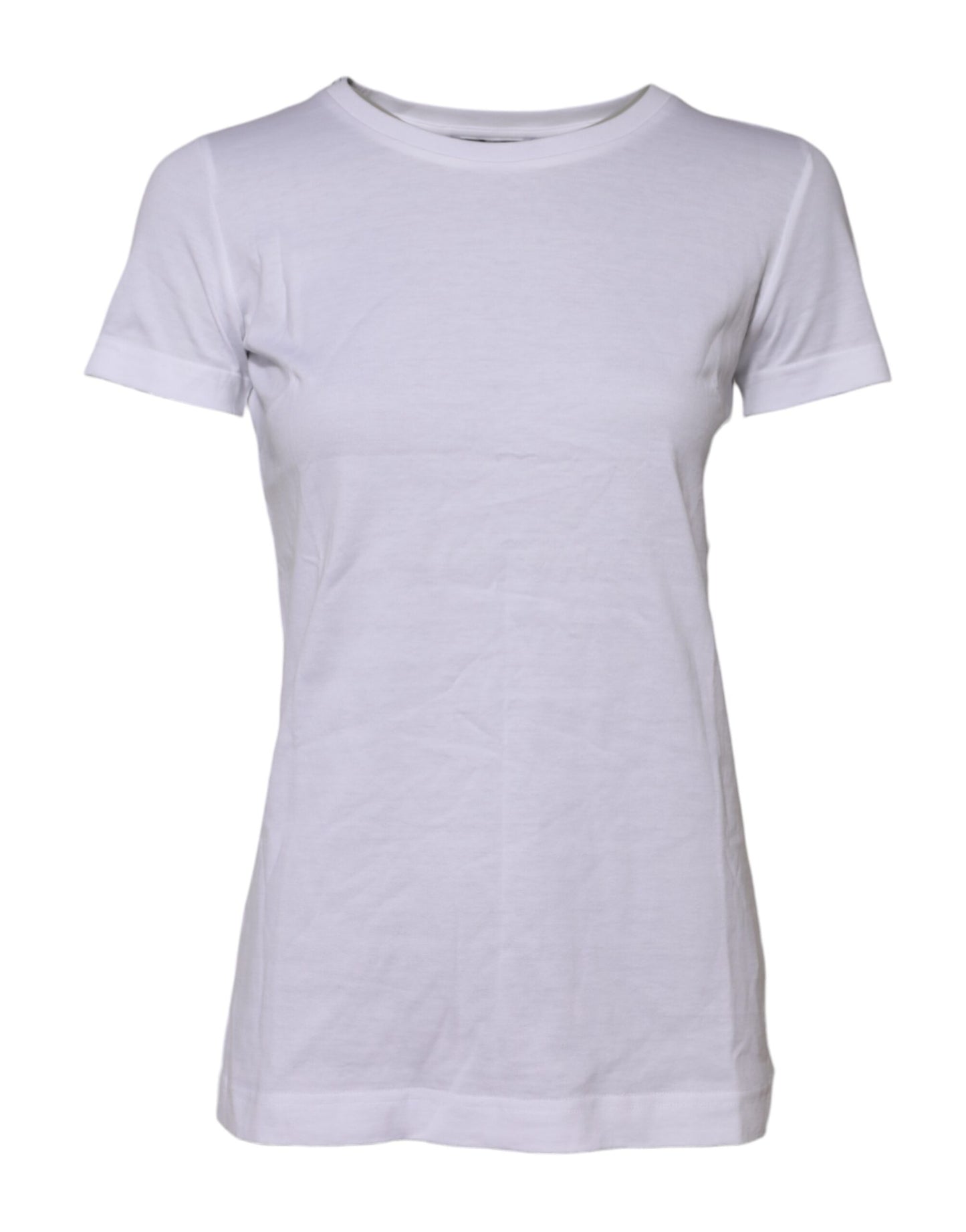 White Cotton Short Sleeves Round Neck T-shirt