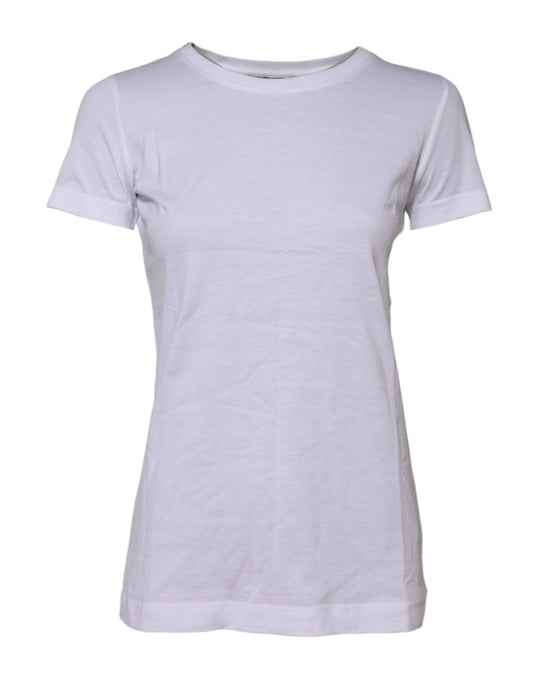 White Cotton Short Sleeves Round Neck T-shirt
