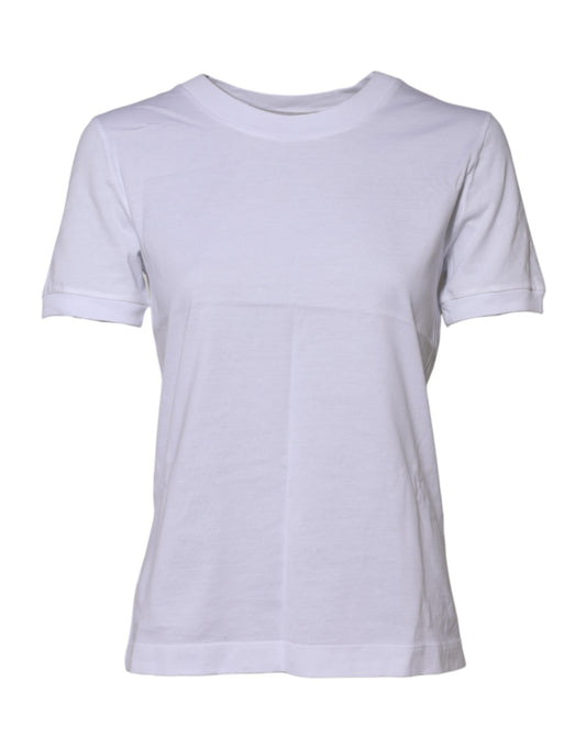 White Cotton Round Neck Short Sleeves T-shirt