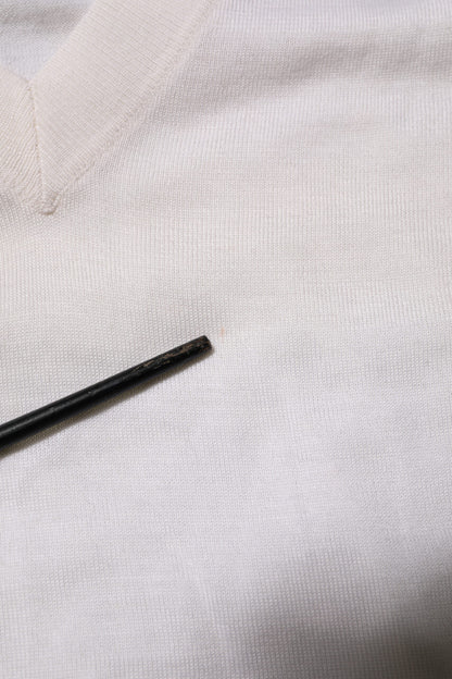 White Cashmere Logo V-neck Pullover Sweater