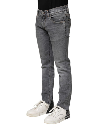 Gray Cotton Skinny Men Denim Trouser Jeans