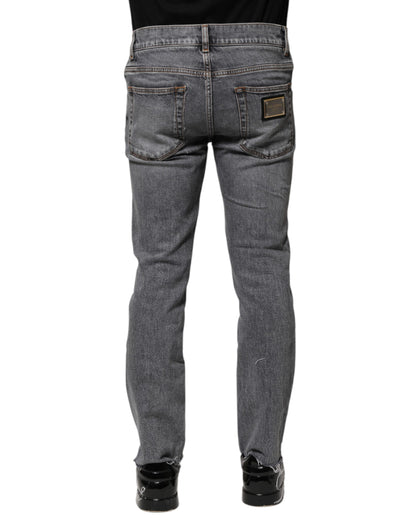 Gray Cotton Skinny Denim Trouser Jeans