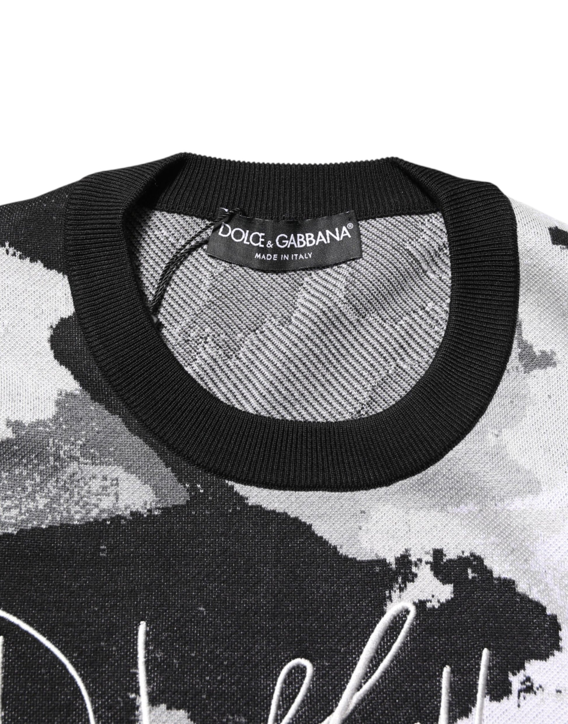 Multicolor Silk Camouflage Pullover Sweater