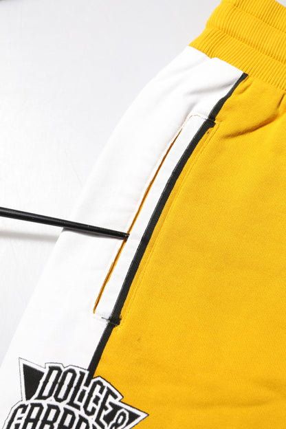 Yellow Cotton Printed Sweatpants Jogger Pants