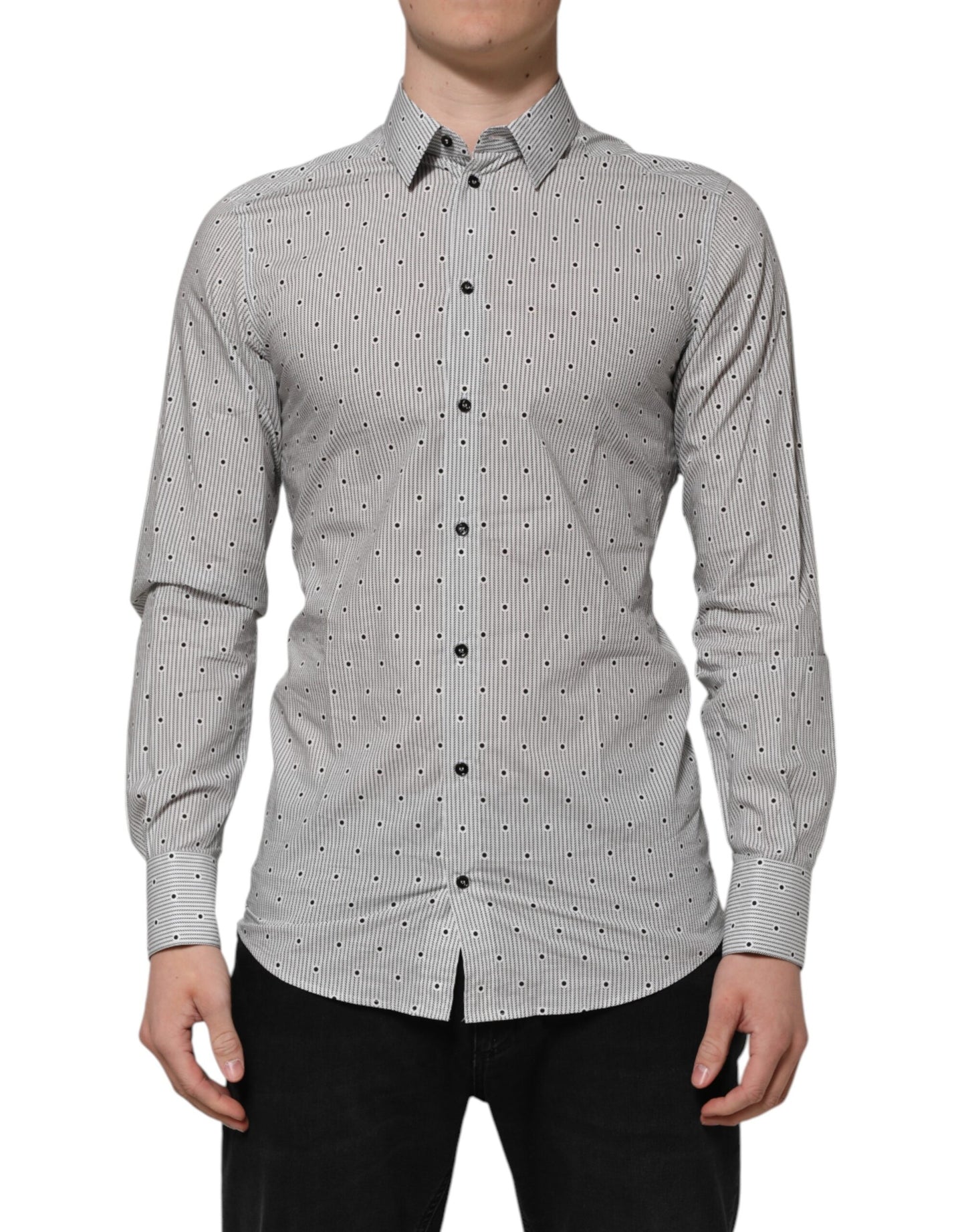 Gray Dotted Semi Fitted GOLD Men Formal Shirt