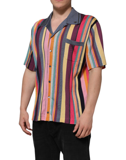 Multicolor Stripes Collared Men Polo T-shirt