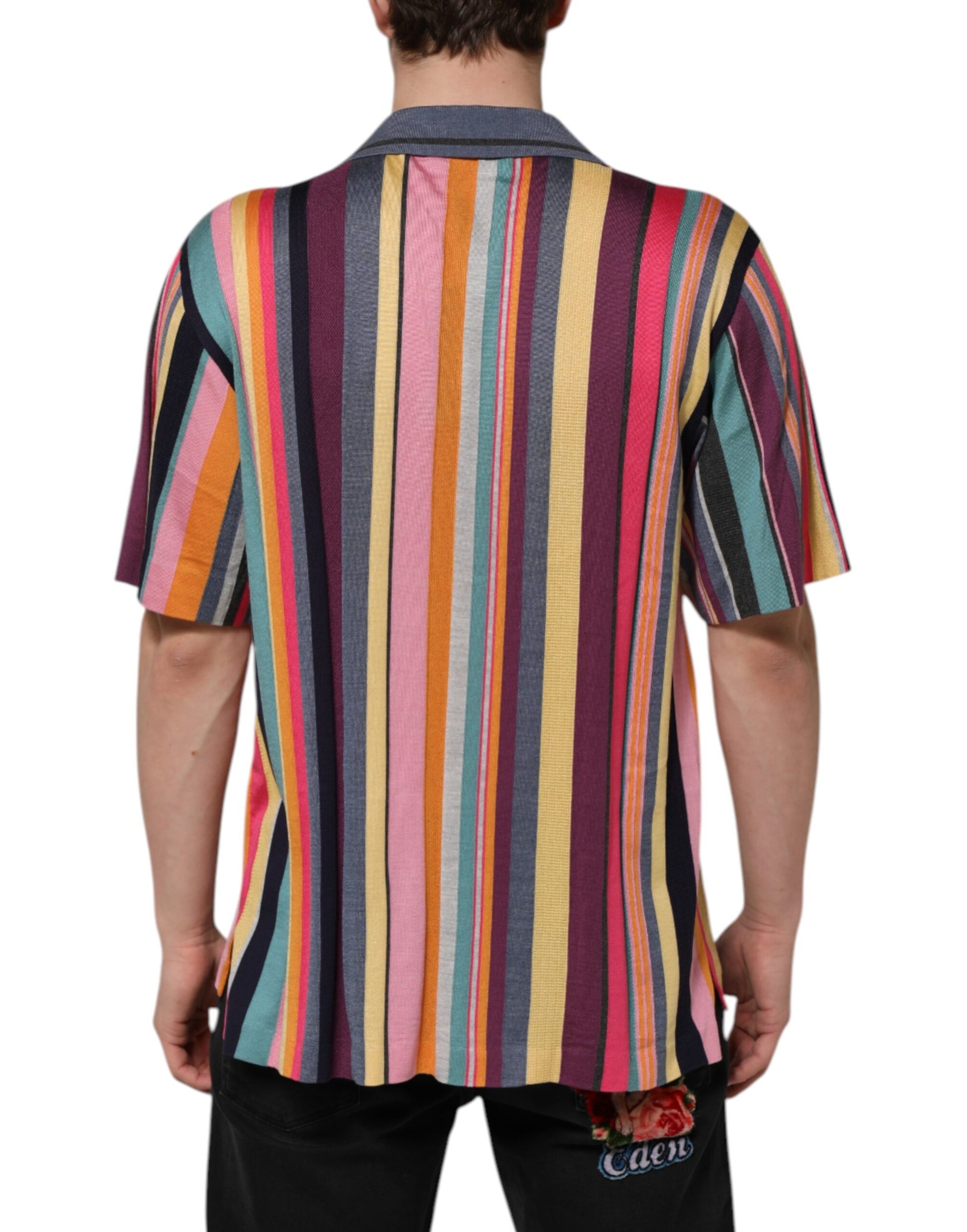 Multicolor Stripes Collared Men Polo T-shirt