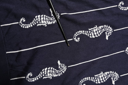 Dark Blue Sea Horse Collared Polo T-shirt