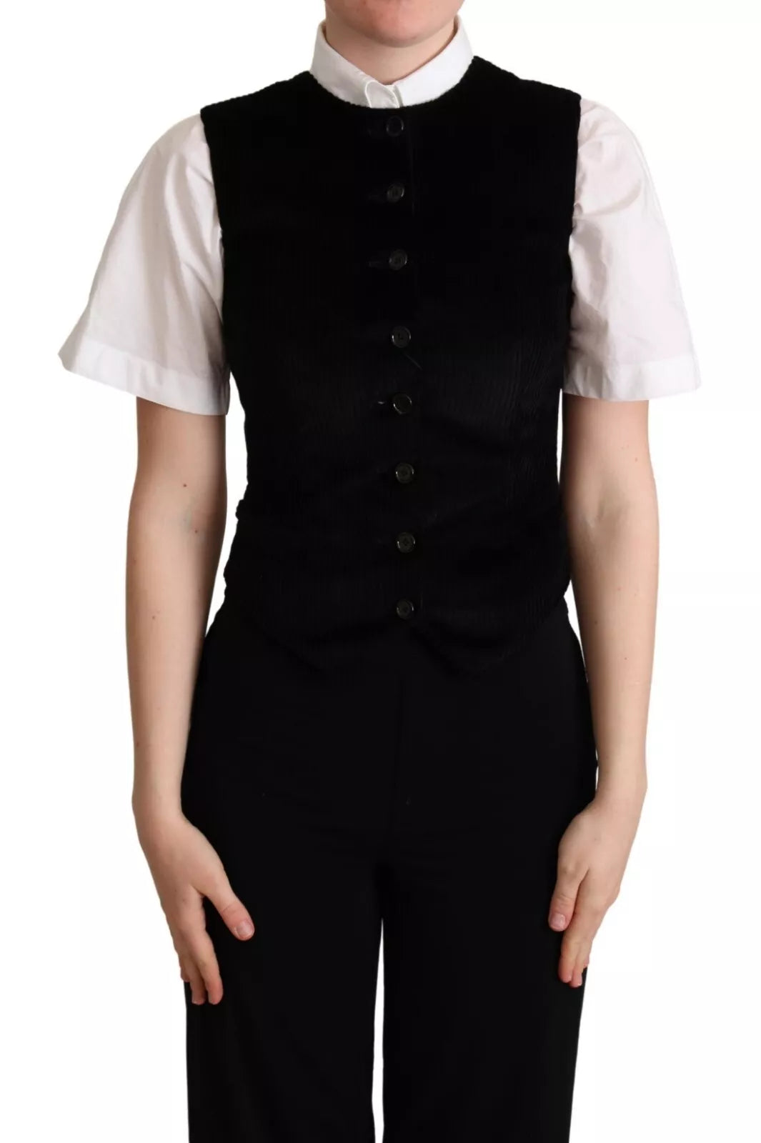 Black Brown Leopard Print Waistcoat Vest