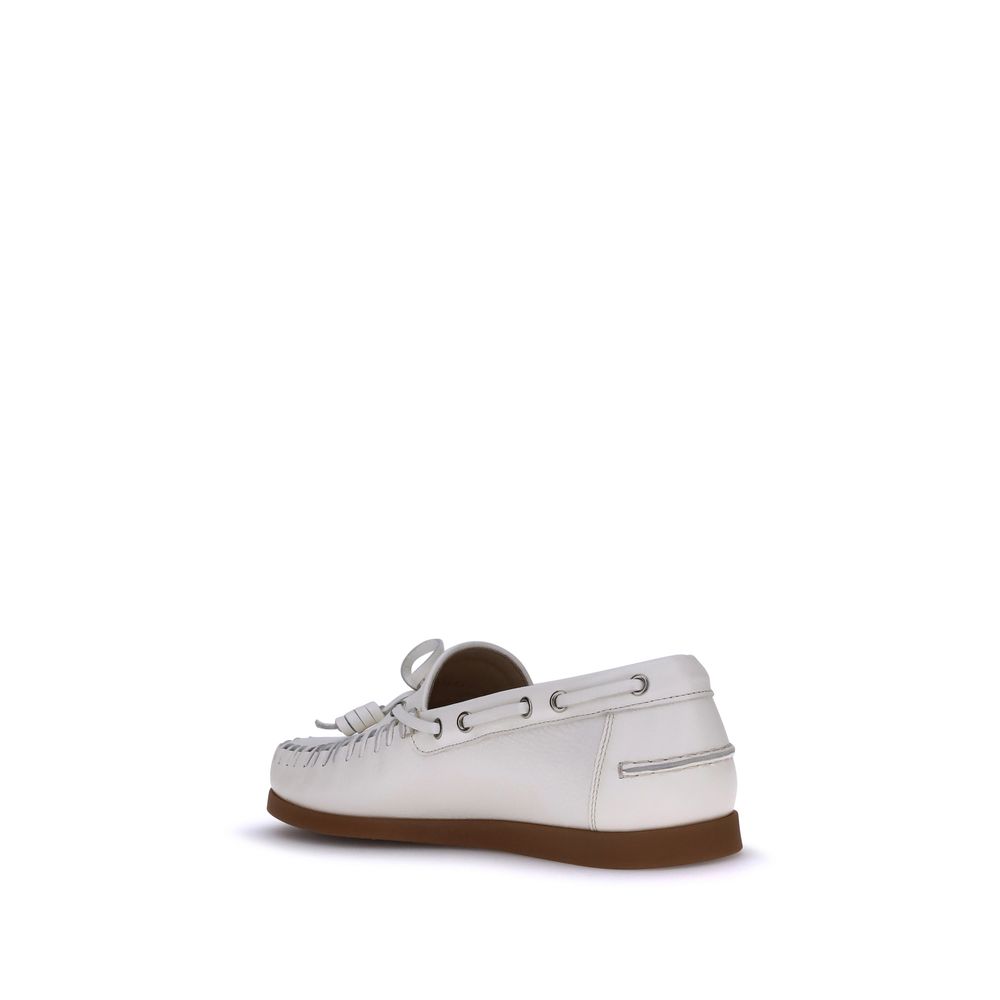 White Calf Leather Bos Taurus Slip-On Loafers