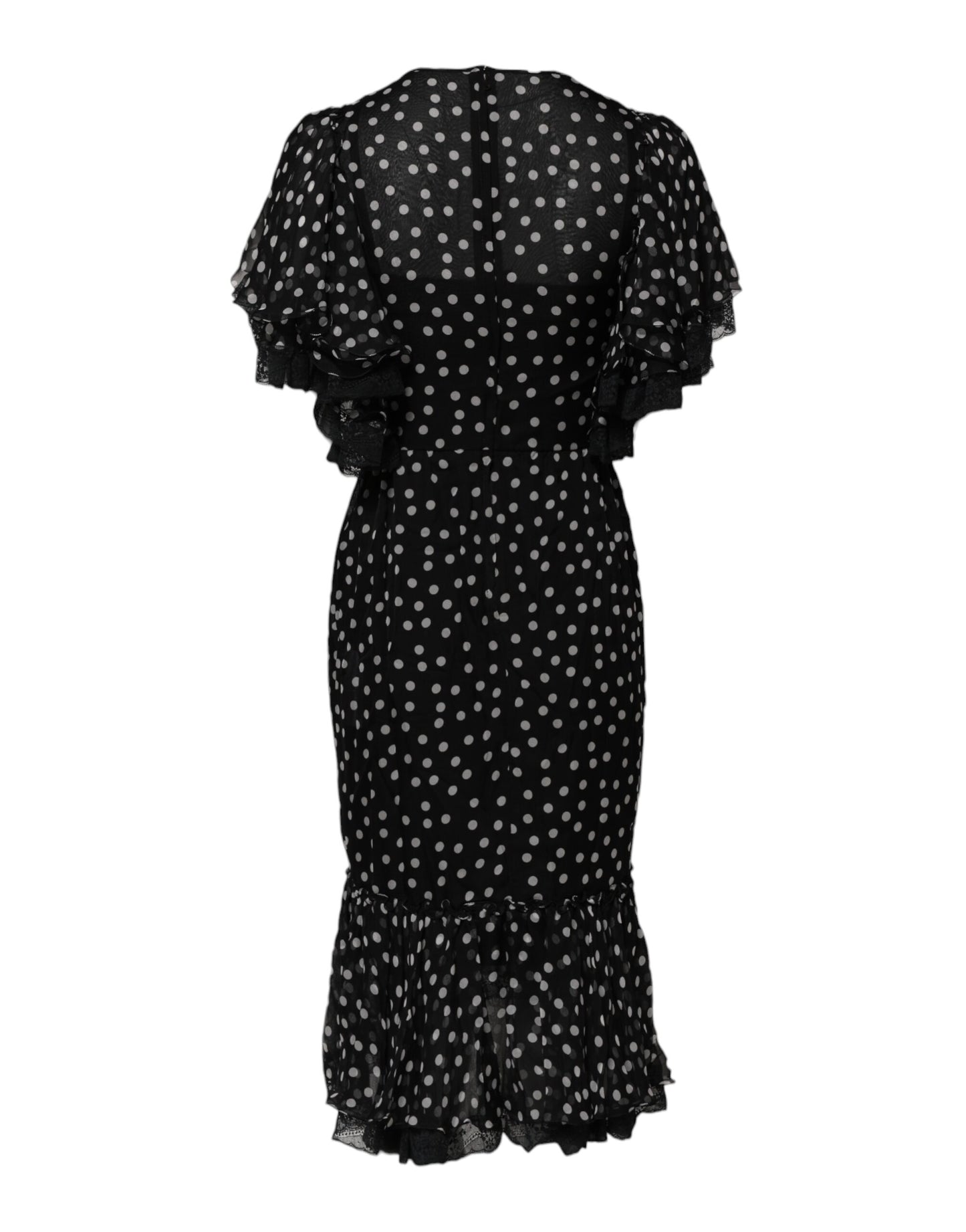 Black White Lace Polka Dot Chiffon Dress