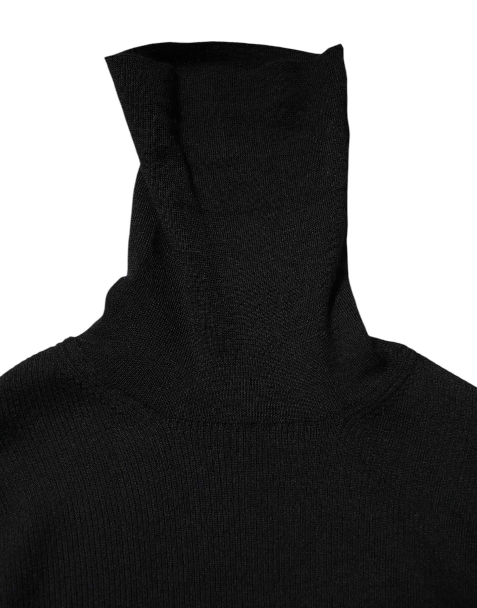 Black Long Sleeves Turtle Neck Mini Dress