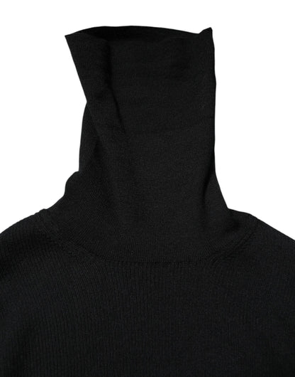 Black Long Sleeves Turtle Neck Mini Dress