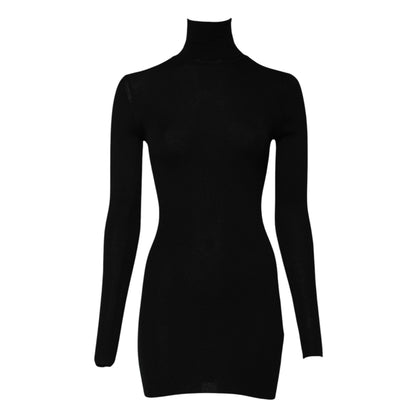 Black Long Sleeves Turtle Neck Mini Dress