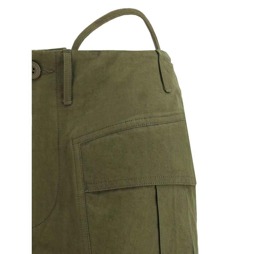 Green Cotton Flared Pants